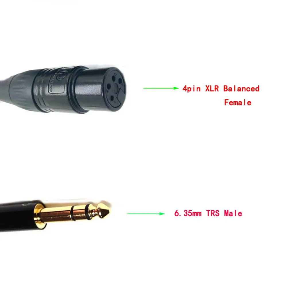 TOP-HiFi Single Crystal Copper 6.35mm TRS 3pin Male to 4pin XLR Balanced Female Audio Adapter Cable 1/4 6.35mm to XLR