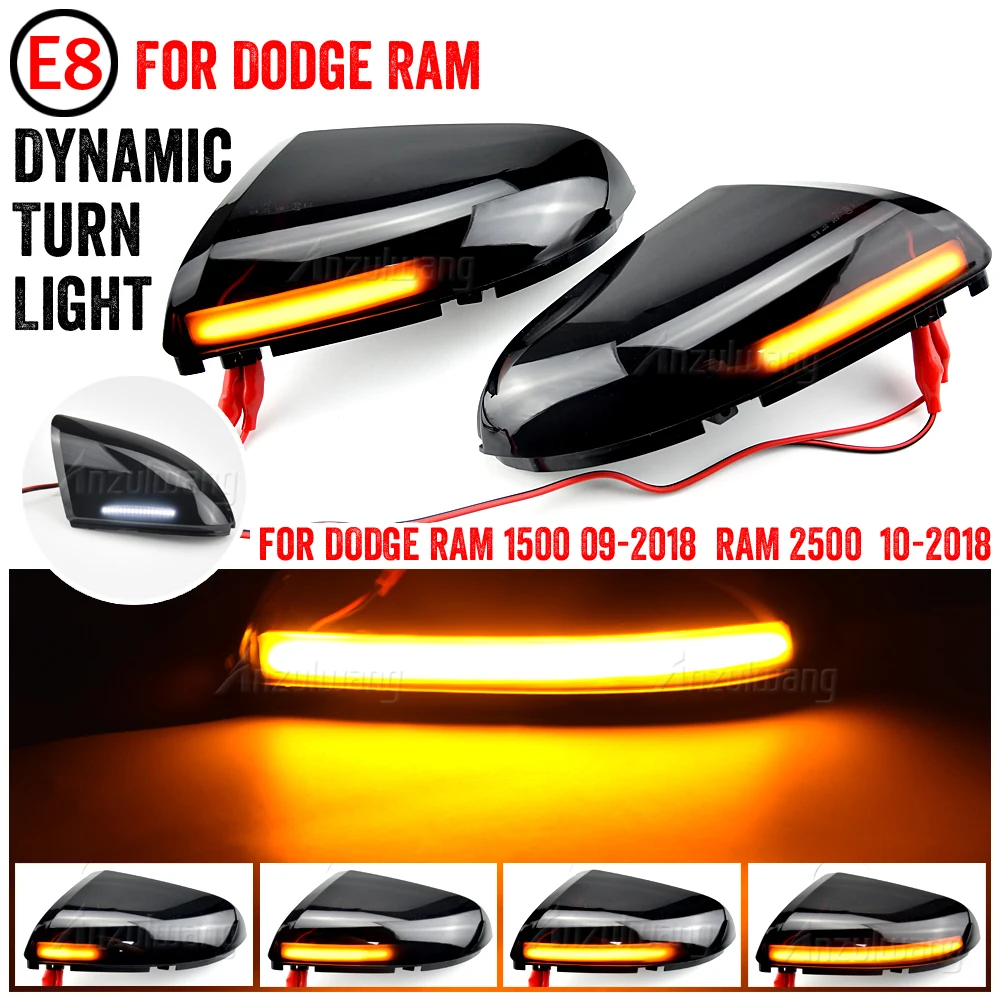 2pcs LED Side Rearview Mirror Dynamic Indicator Blinker Light Rear View Mirror Turn Signal Light For Dodge Ram 1500 2500 2009-18