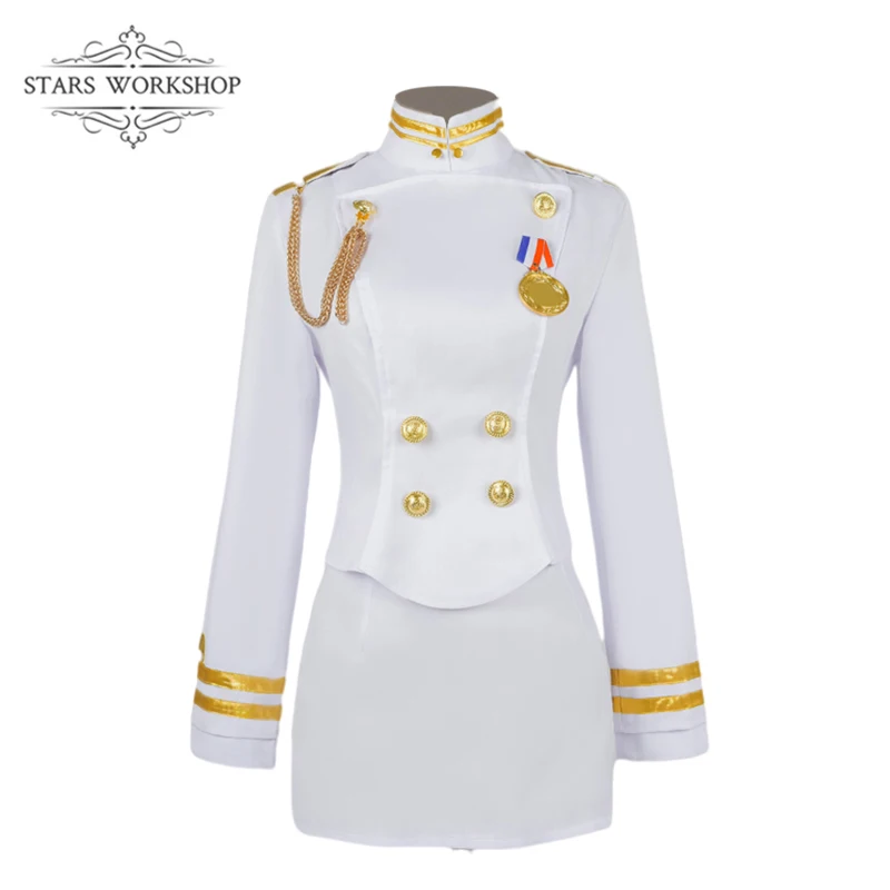 Game Azur Lane IJN Takao IJN Atago Cosplay Costumes White Ship Uniform Women Dress Girls Skirts Coat Stockings Gloves Suit