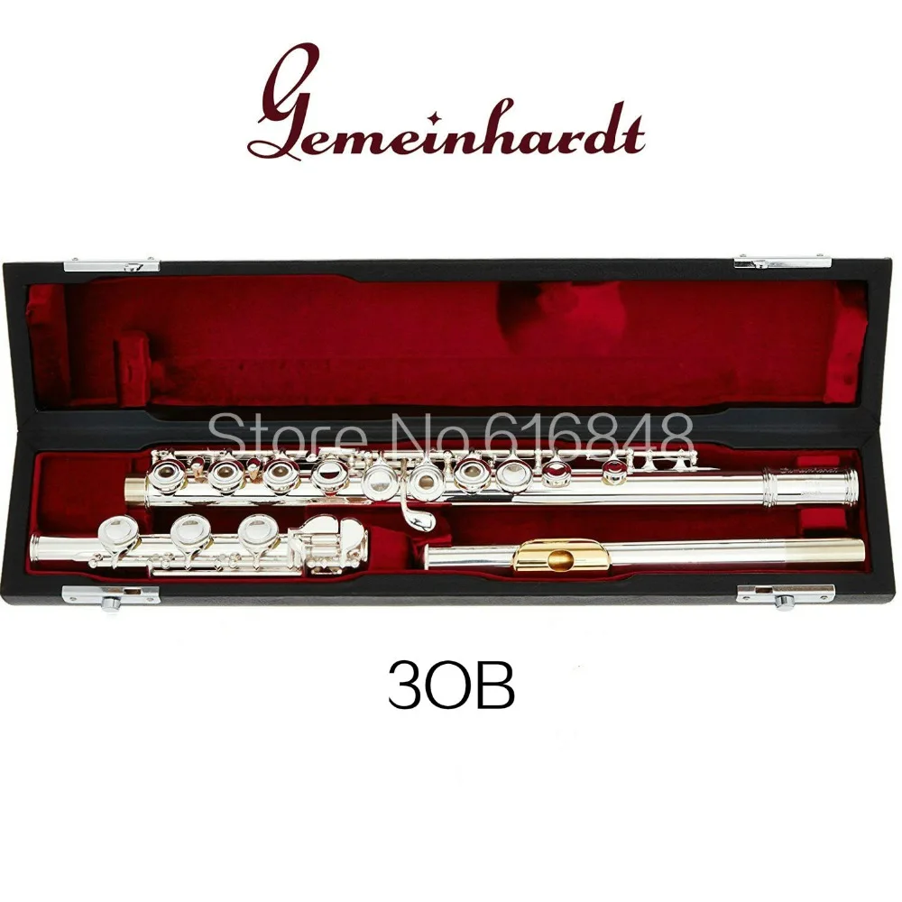 Hot Gemeinhardt 3OB / GLP Gold Lip Flute  17 Key Open Hole Silver Plated C Tune Flute Musical Instrument With Case E Key