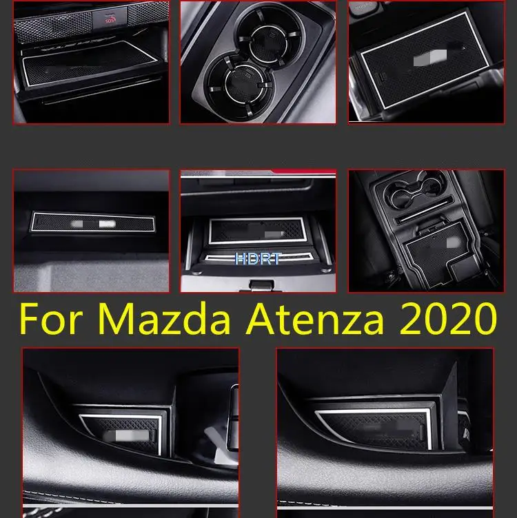 For Mazda Atenza 2020 Car Styling Accessories 17pcs Rubber Door Mat Interior Anti-Slip Cup Pad Gate Slot Pad Decoration