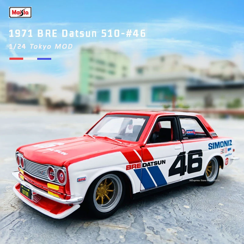 Maisto 1:24 Tokyo MOD Nissan 1971 DATSUN 510 #46 alloy car model handicraft decoration collection toy tool gift die-casting