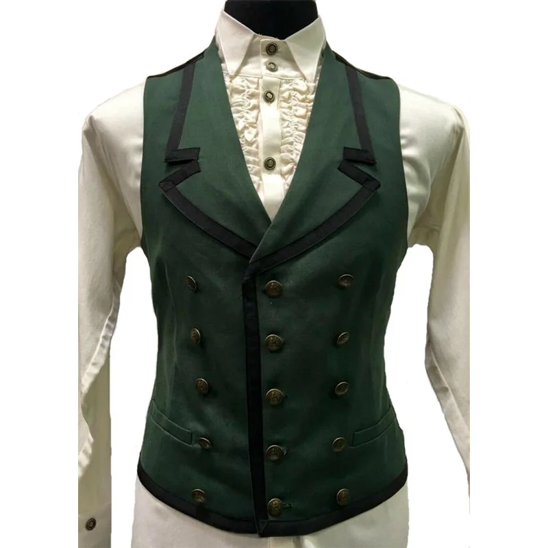 Men's Suit Vest Suede Waistcoat Retro Western Denim Sleeveless Steampunk Waistcoat