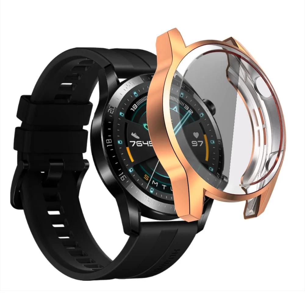 Electroplated TPU Protective Case For Huawei Watch GT2 46mm 42mm Full Screen Protector Shell Bumper Cover