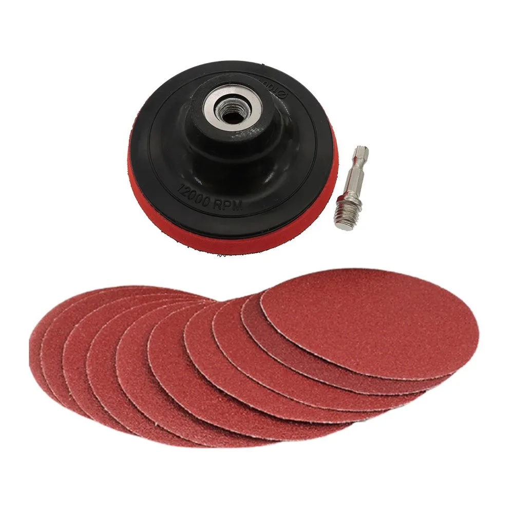 10Pcs 100mm Sanding Disc 60-240 Grit Sandpaper Buffing Wheel Hook And Loop Backing Pads For Electric Drill Grinder Rotary Tools