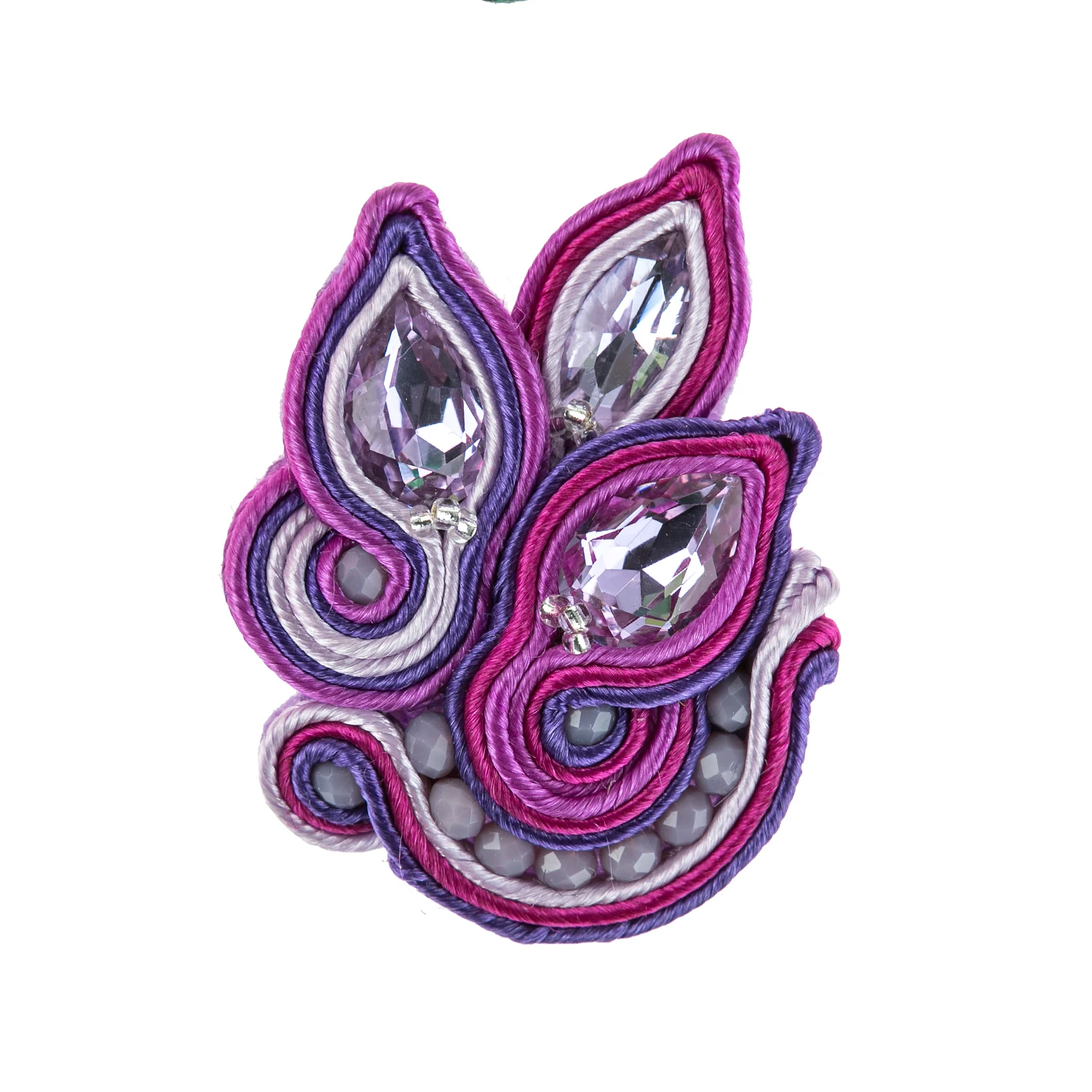 KpacoTa Soutache Jewelry Women\'s brooch High-grade handmade Lapel pins triangle rhinestone Badge Shawl Accessories friends gift