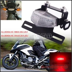 Motorcycle License Plate Bracket w/ LED Red Tail Brake Light Rear Registration Holder Kit For Honda NC700 NC750 NC 700 750 S/X