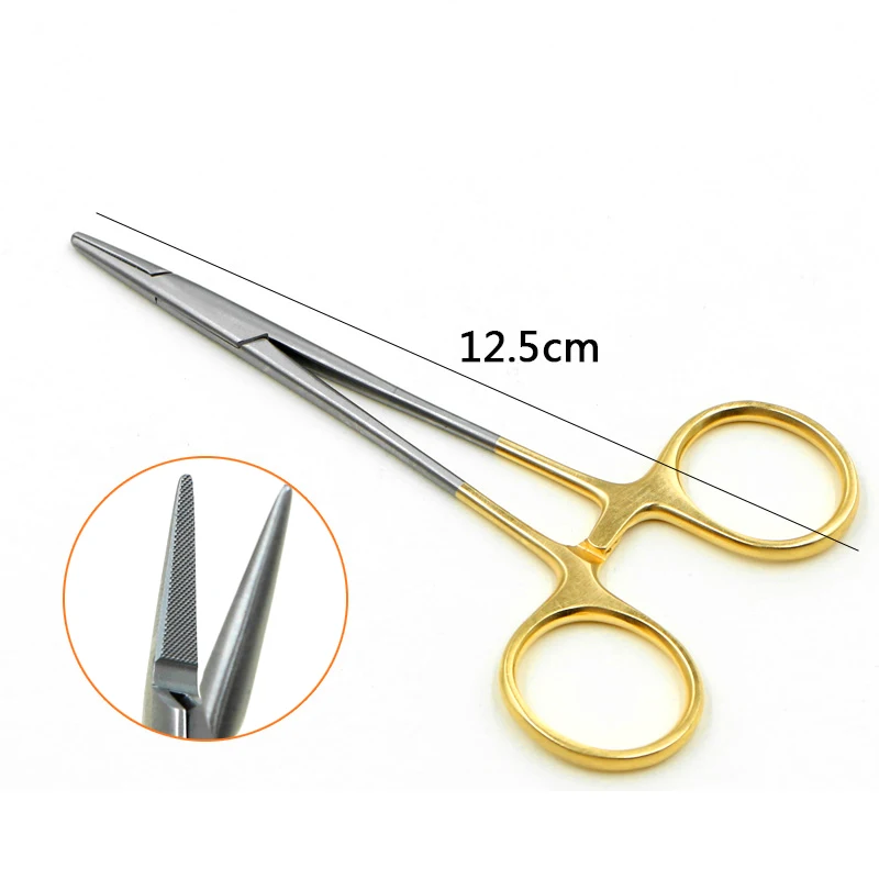 Dental Gold Plated Handle Needle Holder Pliers High Quality Stainless Steel Orthodontic Forceps Surgical Instrument Dentist Tool