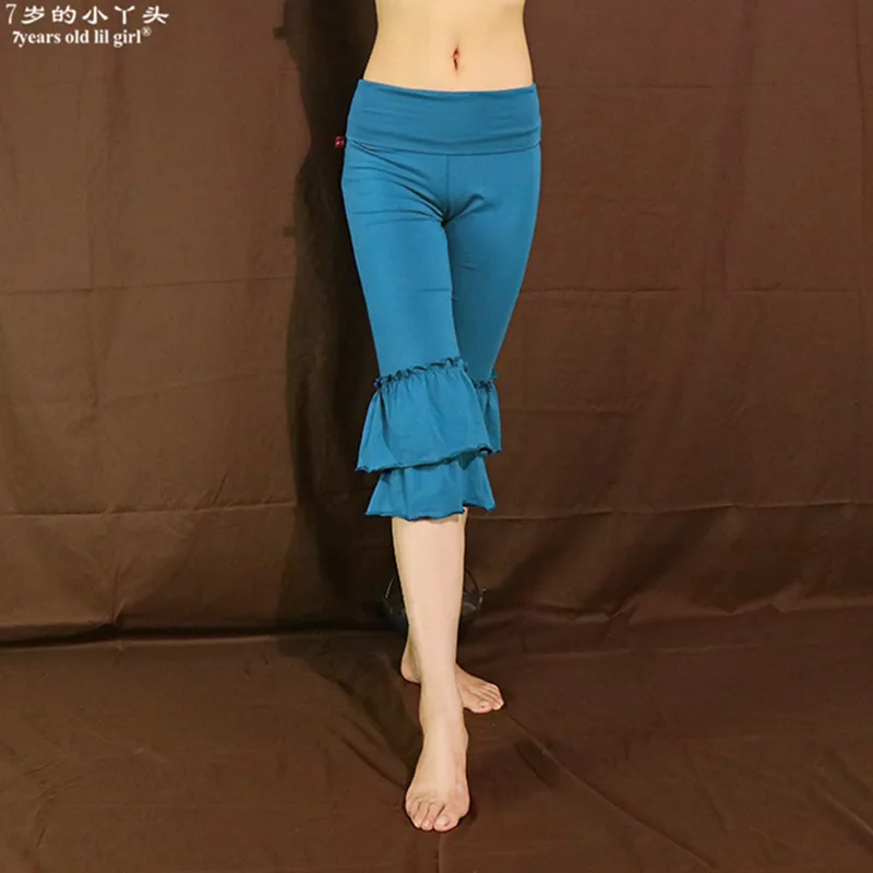 Women's Stretchy Cotton Tight Pants Gothic Flounced Yoga Wear for Belly Dance Tribal Boho Style BEE06-10