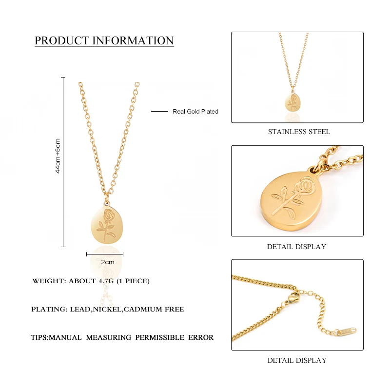 Wild&Free Trend Stainless Steel Jewelry Set Gold Plated Necklace Europe And American Ins Style Jewelry Corrosion Rose Necklaces