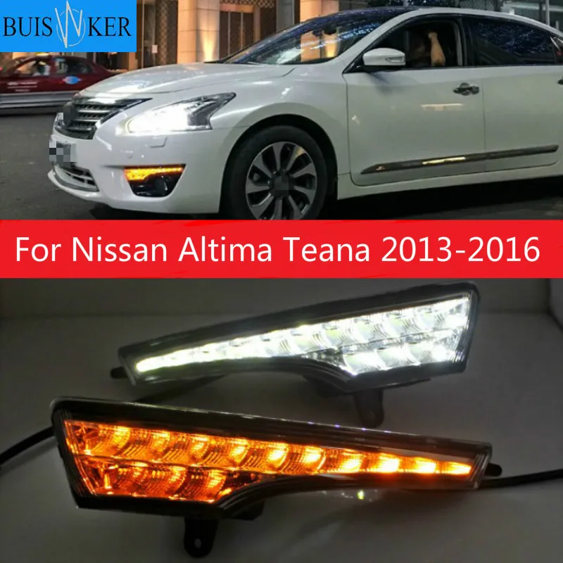 

LED Drl for Nissan Altima Teana 2013-2016 Daytime Running Light Front Bumper Driving Fog Lamp Daylight Headlight Turn Blink