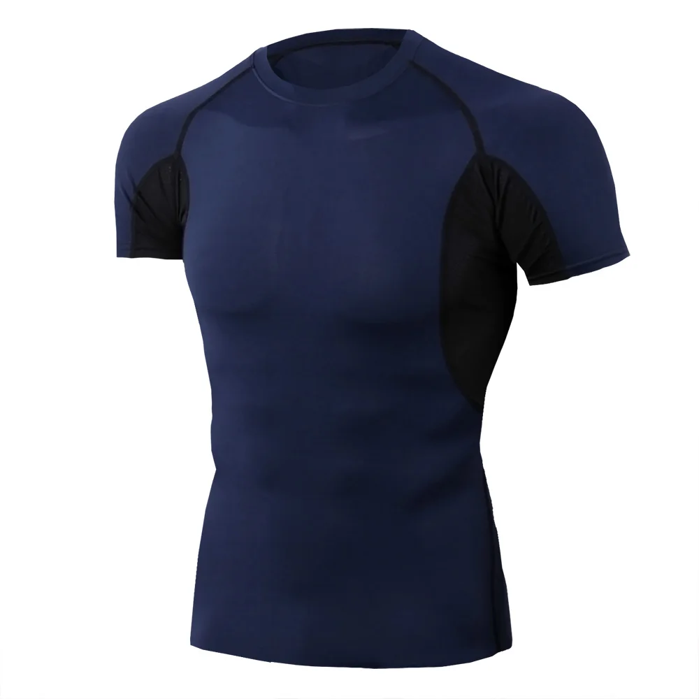 Camiseta de compressão masculina, camiseta de compressão para musculação, corrida, academia, treinamento, corrida, manga curta, encaixe apertado, camisetas fitness