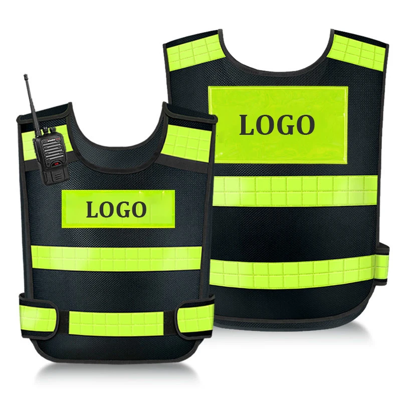 Motorcycle Reflective Running Vest Multifunctional Jackets Lattice Cloth Safety Traffic Police Jacket