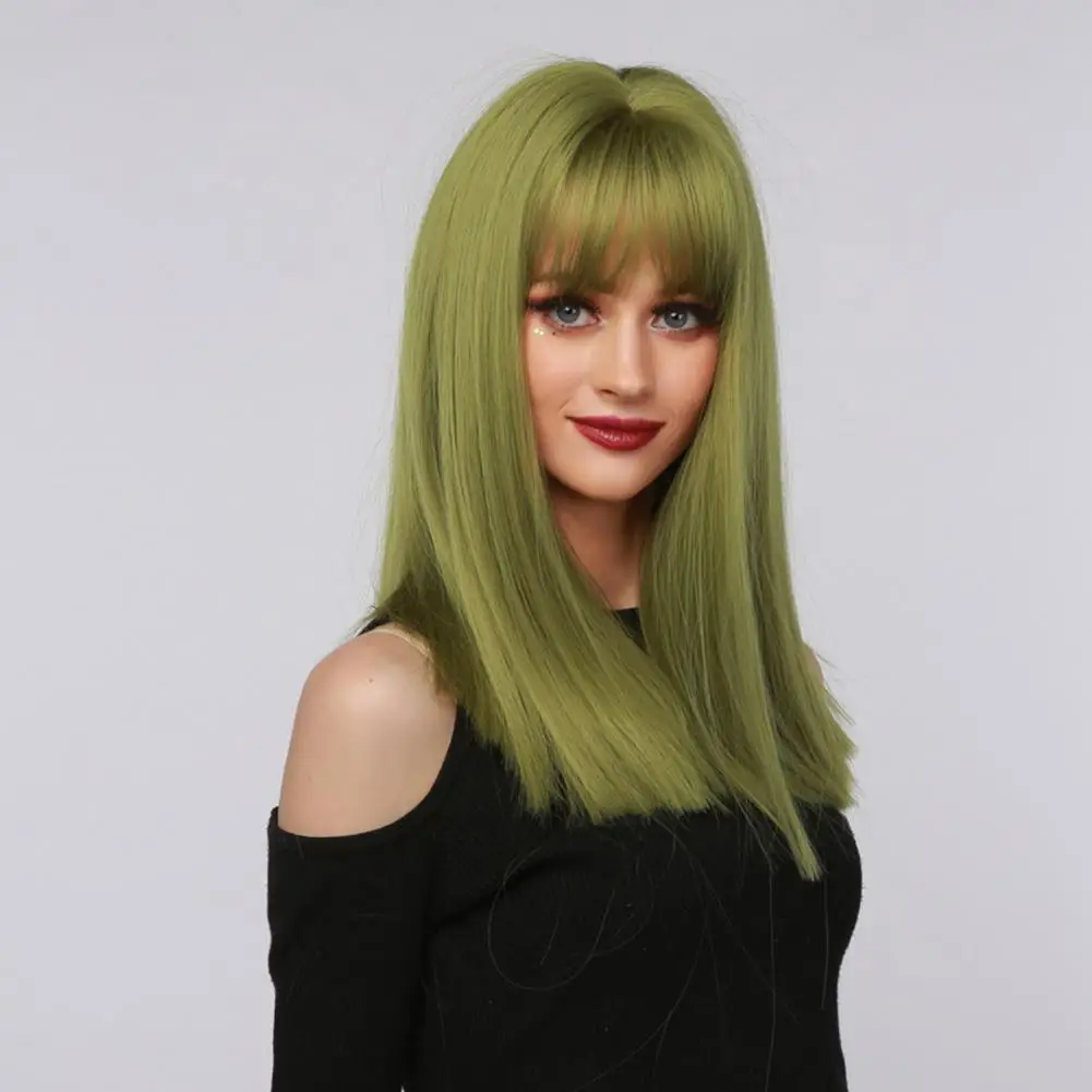 

Lady Hairpieces Elastic Ultra Thin Hair Extension Christmas Cosplay Middle Long Bang Wig Long Wigs for Girl