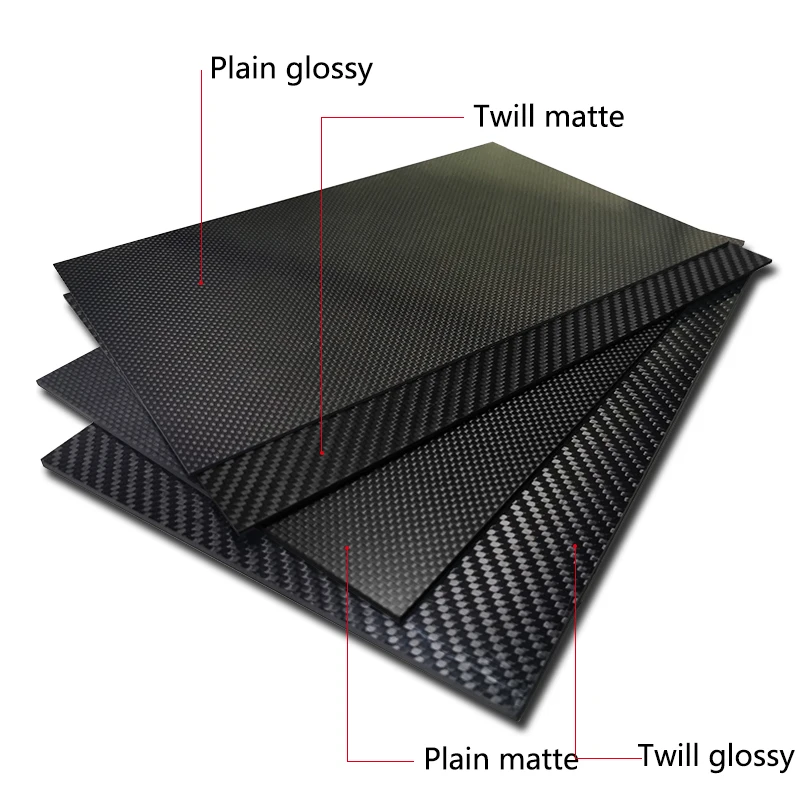 400x500mm Thickness 1 1.5 2 2.5 3 4 5 6 8 10mm Full 3K Carbon Fiber Plate Board Sheet For RC Model  Plain Twill