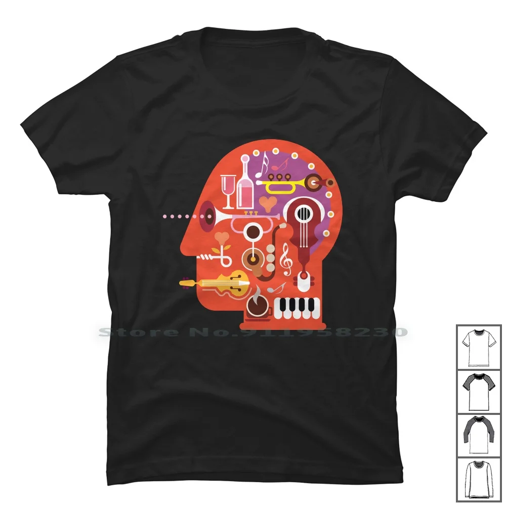 Thoughts In My Head T Shirt 100% Cotton Instrument Thoughts Thought Singer Orange Coffee Range Piano Music Wine Song Head