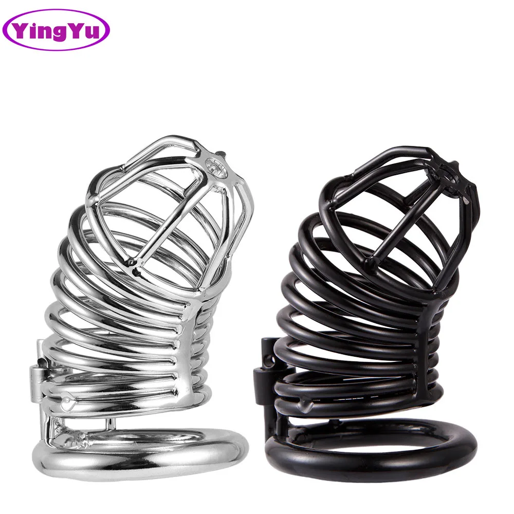 New Black Stainless Steel Male Chastity Cage,Cock Rings Penis Cage Lock Metal Penis Bondage Chastity Device Sex Toys For Men