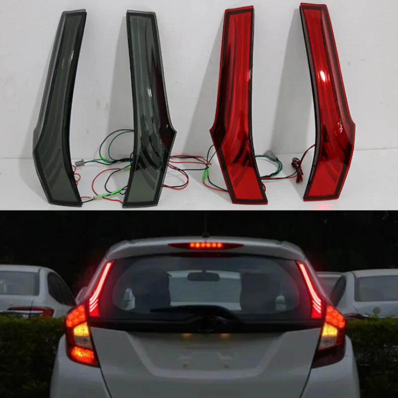 1set Car LED Warning Lamp Rear Fog Lamp Rear Bumper Light Brake Lights For Honda Fit Jazz 2014 2015 2016 2017 2018