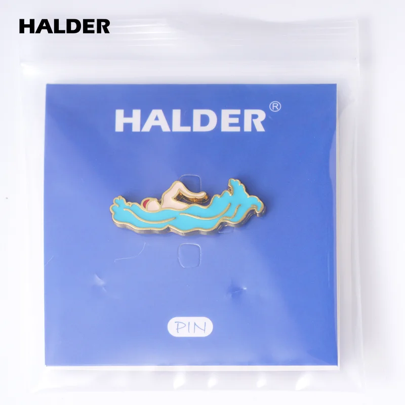 HALDER Swimming Pin Athletes Enamel Brooches Sports Games Lapel Pin Backpack Costume Badge Jewelry Accessories Gift Wholesale