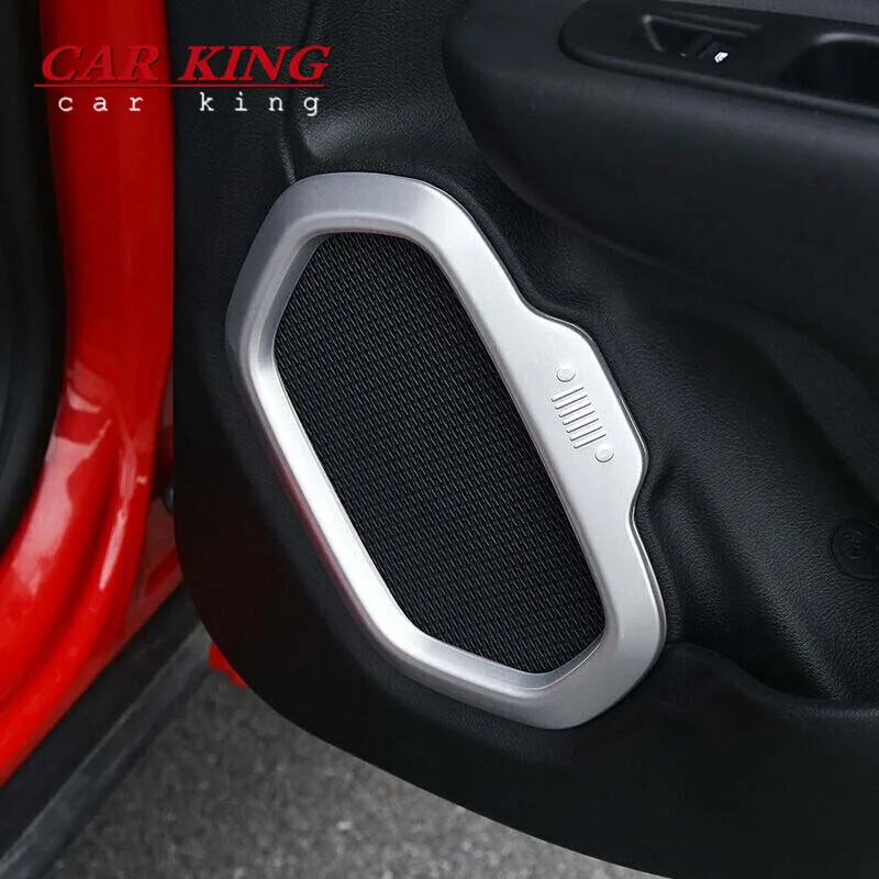 

For Jeep Renegade 2015 2016 2017 2018 2019 Car Door Sound Circle trims frame auto horn decoration ABS Matte styling Accessories