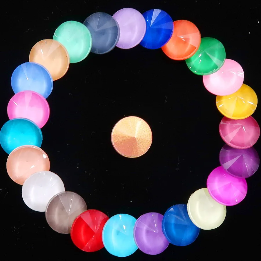 Glaskristall 6mm 8mm 10mm 12mm 14mm 16mm 18mm Fantasie-Farben Mix Rivoli Runde Form Klebe-Strassperlen Handwerk DIY Verzierung – Detail 3
