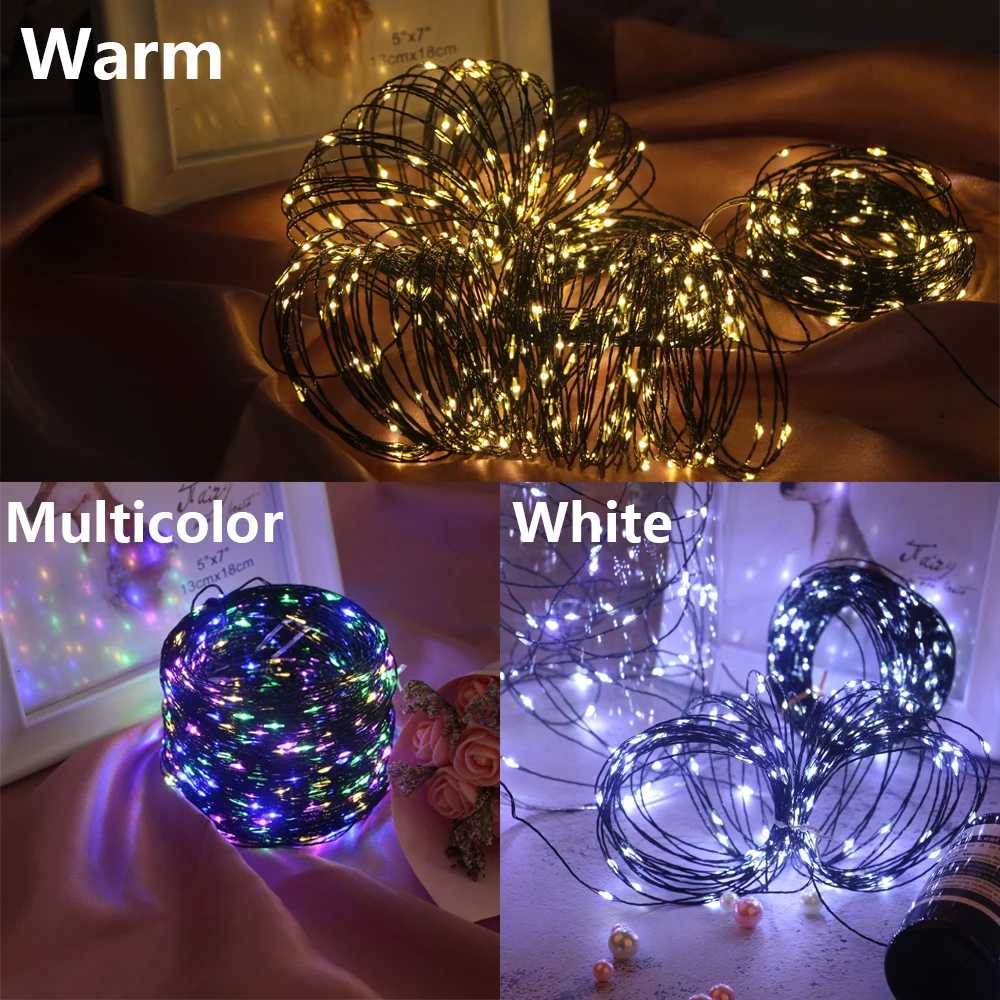 100m LED String Light Green Wire Fairy Lights Christmas Garland For Outdoor Home Christmas New Year Tree Street Party Decoration