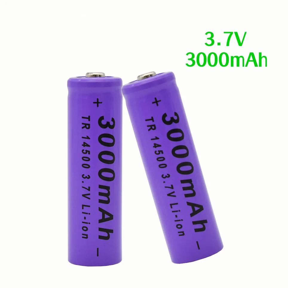 100% 14500 Lithium Battery 3.7V 3000mAh Rechargeable Batteries Can Welding Nickel Sheet Bateria For Torch LED Flashlight Toy