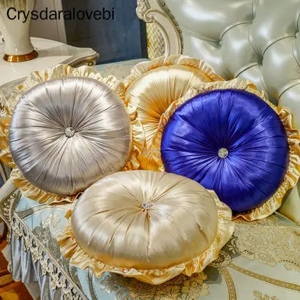 

Creative Round Satin Pillows Modern Cushions Throw Pillow Sofa Chair Round Capa De Almofada Home Textile Funda Cojines Dec