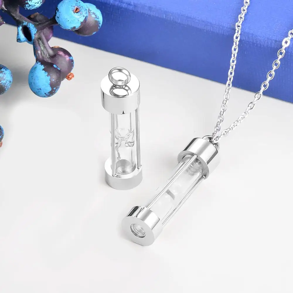 Eternity Memory Hourglass Urn Necklace Memorial Cremation Jewelry Stainless Steel Pendants Locket Holder Ashes for Pet/Human