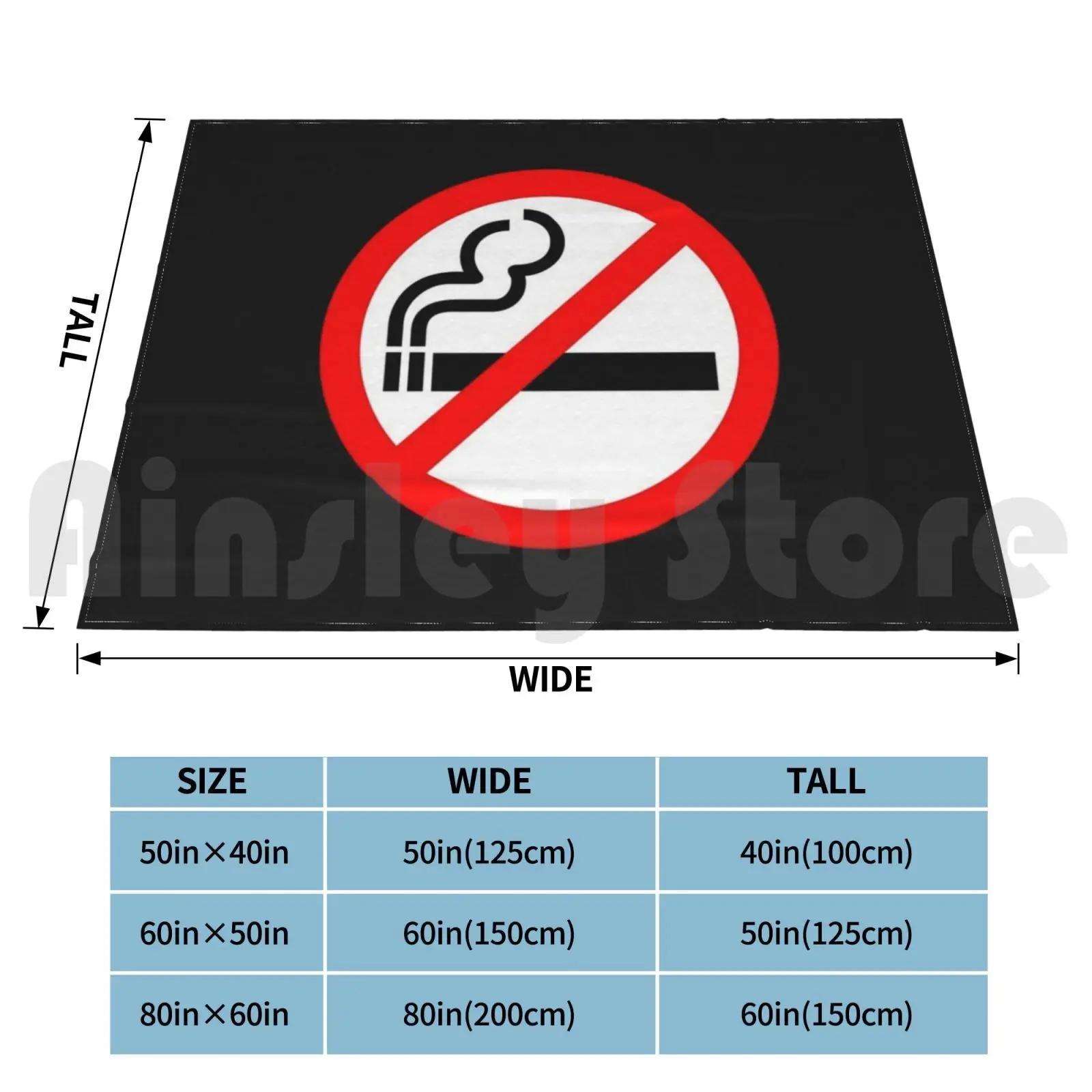 Blanket No Smoking Sign 3150 Smoking Smoke No Smoking Cigarette Weed Vape Vaping Funny Stoner