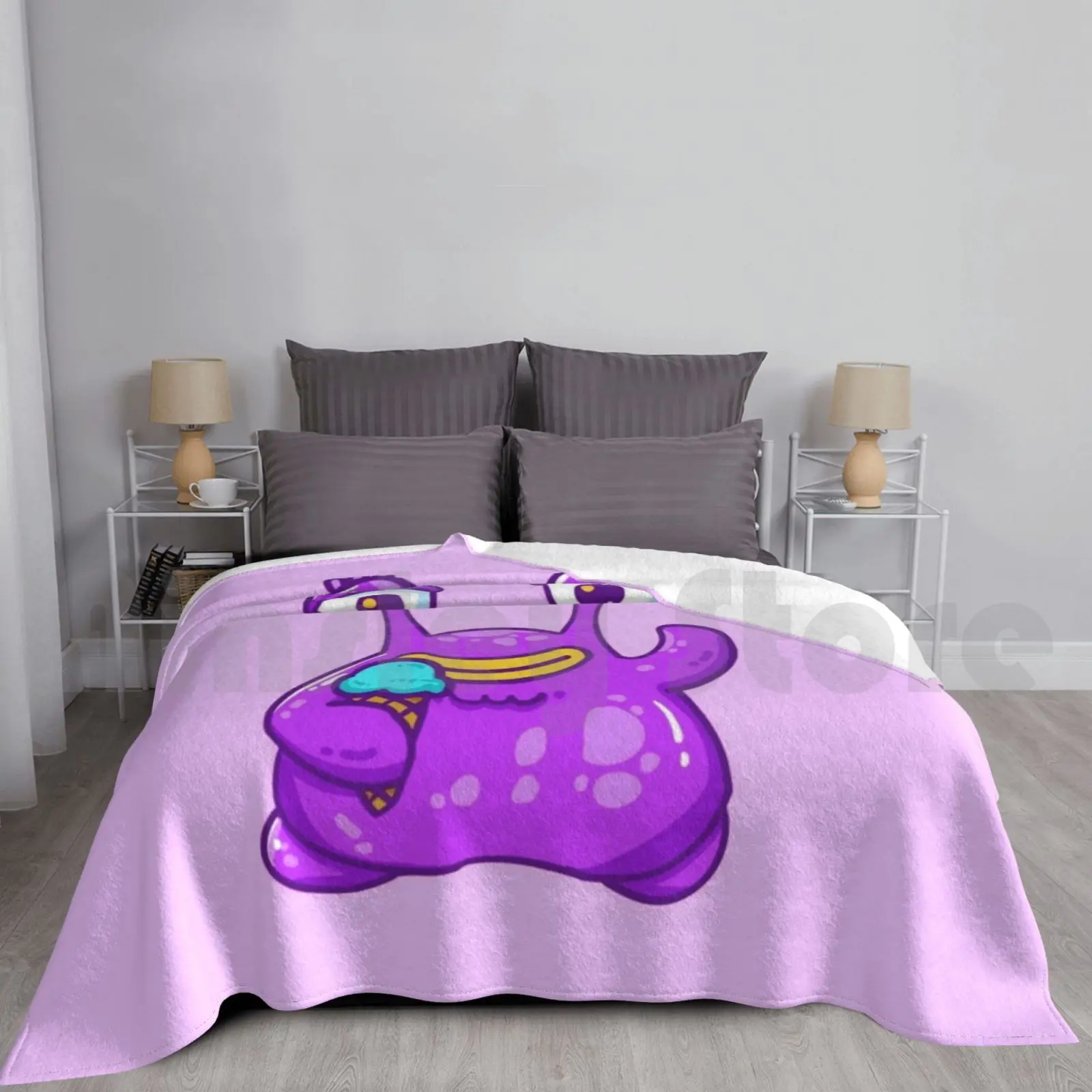 Purple Monster Funny Blanket Fashion Custom Funny Purple Monster Cute Green Love Meme Pink Fun Horror Anime