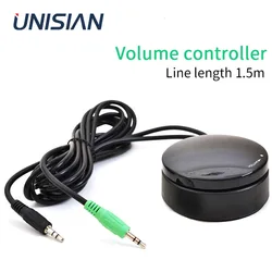 Unisian volume de áudio com fio controlador aux 3.5mm controle de volume de sinal pelo ajuste do cabo para o sistema do amplificador dos alto-falantes