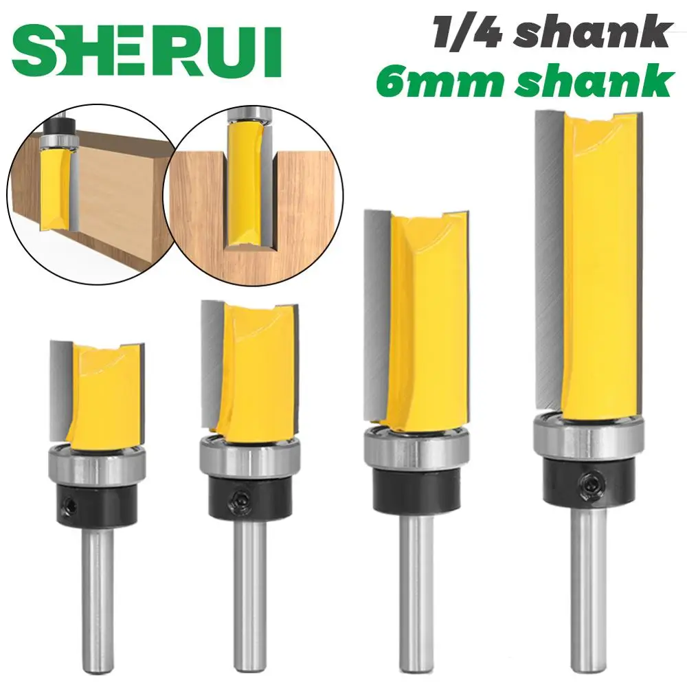 1pcs 6mm 1/4inch Shank Flush Trim Router Bit Pattern Bit Top Bottom Bearing 3/4\