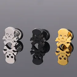 1 Piece Fashion Skull Stud Earrings Punk Rock Style For Women Men High Quality Stainless Steel Hiphop Ear Jewelry Gifts