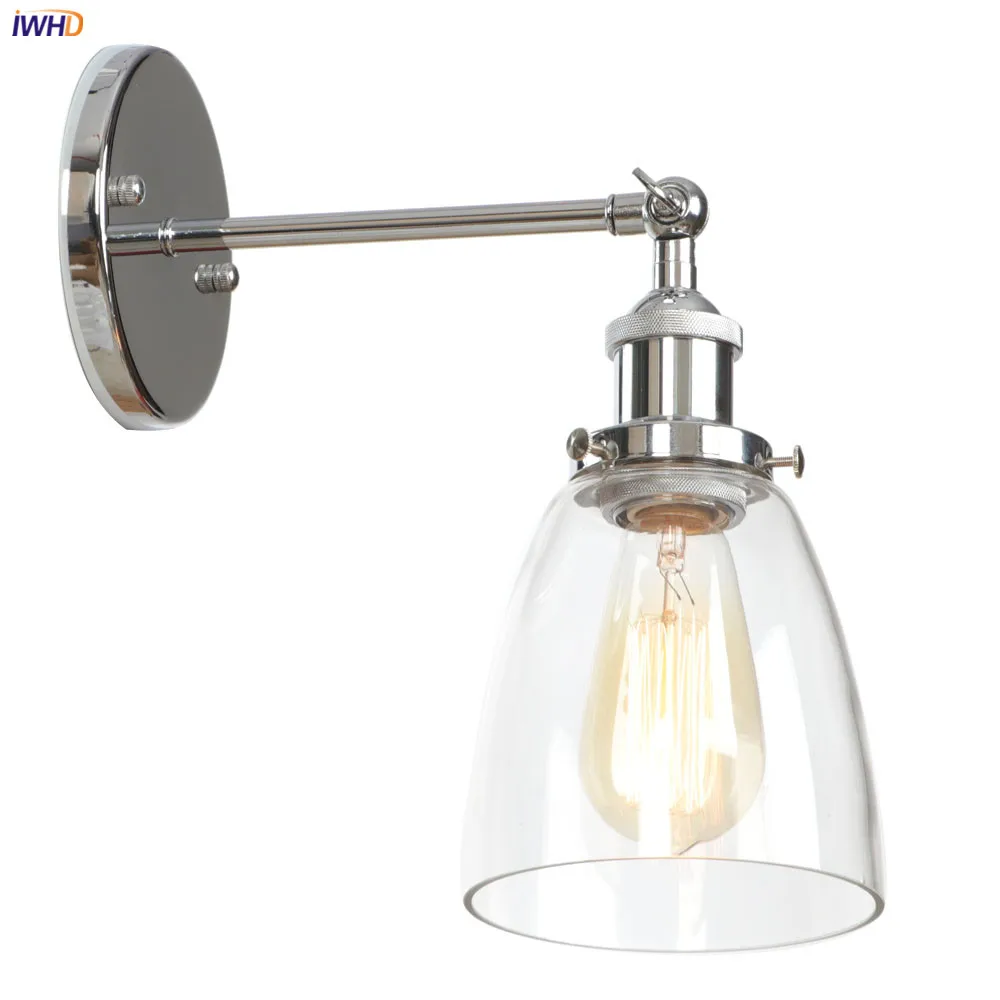 Imagem -04 - Iwhd Loft Industrial Conduziu a Luz da Parede Luminárias Quarto Espelho da Escada de Vidro Prata Metal Antigo Lâmpada Parede do Vintage Lampara Pared Led