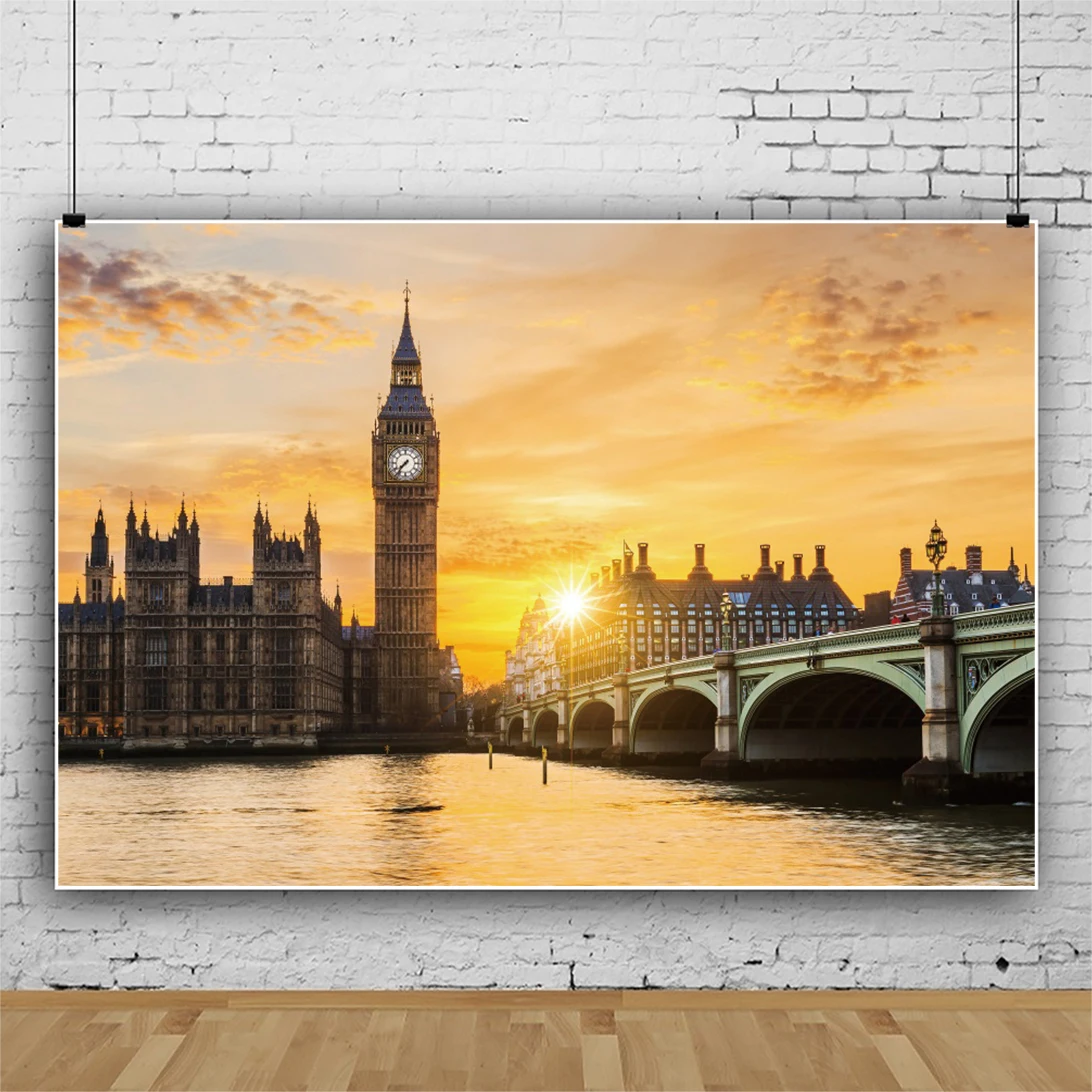 معلم شهير لندن بيغ بن المباني الحديثة جسر نهر التصوير خلفية غرفة المعيشة ديكور صور خلفية ملصق