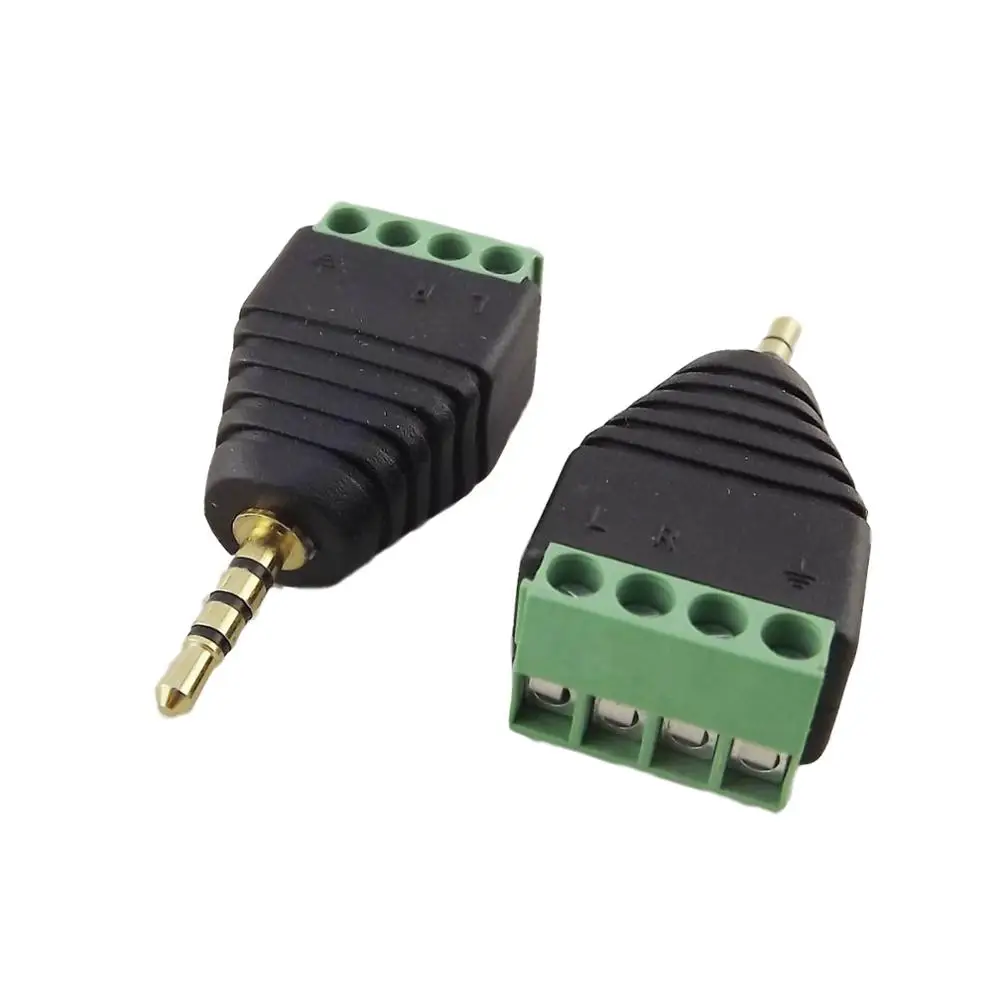 Adaptateur de Terminal vidéo Balun, 2x2.5mm, 4 pôles stéréo, prise mâle TRRS vers vis AV