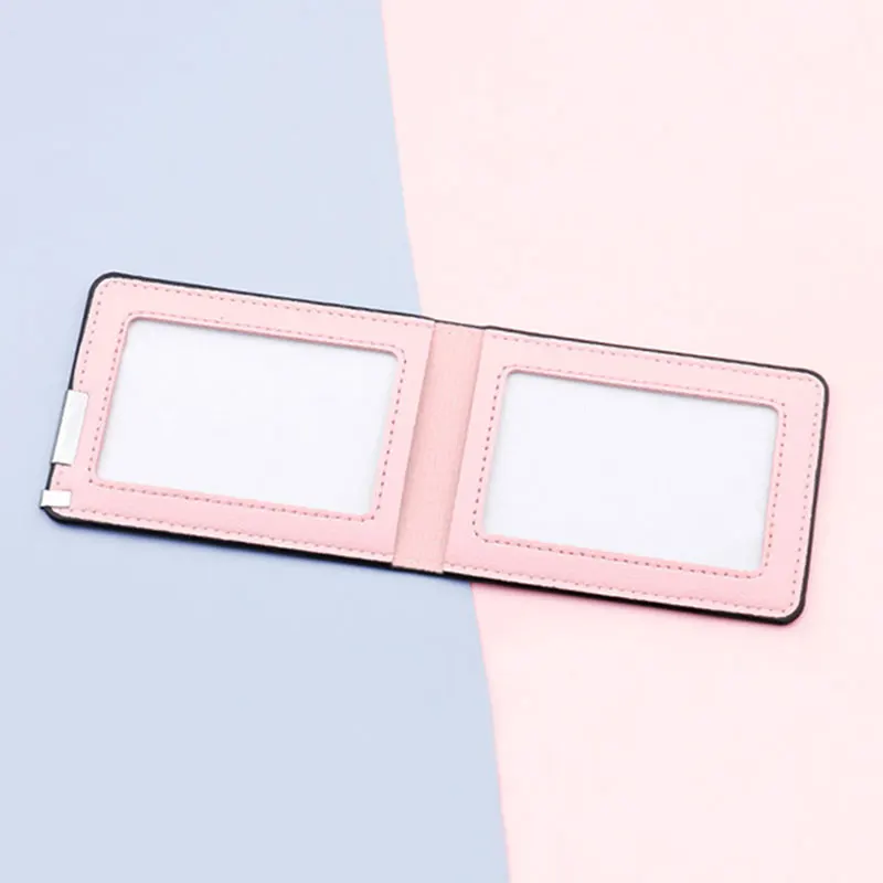Textured Side Clip Card Case Solid Color Portable Driving License Leather Case For Women Men Protective Cover Card Case