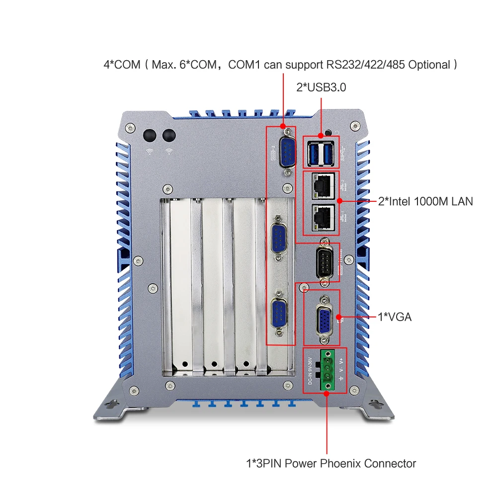 Yanling – boîtier PC industriel Intel Celeron 3865u, processeur Intel Celeron 3865u, double Lan, Mini ITX, Fanless, Support d'ordinateur 3 x PCI 1 x PCIE