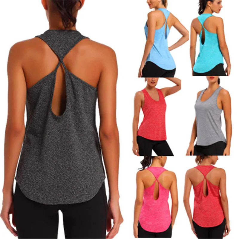 

2024 Sleeveless Racerback Yoga Vest Sport Singlet Women Athletic Fitness Sport Tank Tops Gym Running Training Yoga Shirts