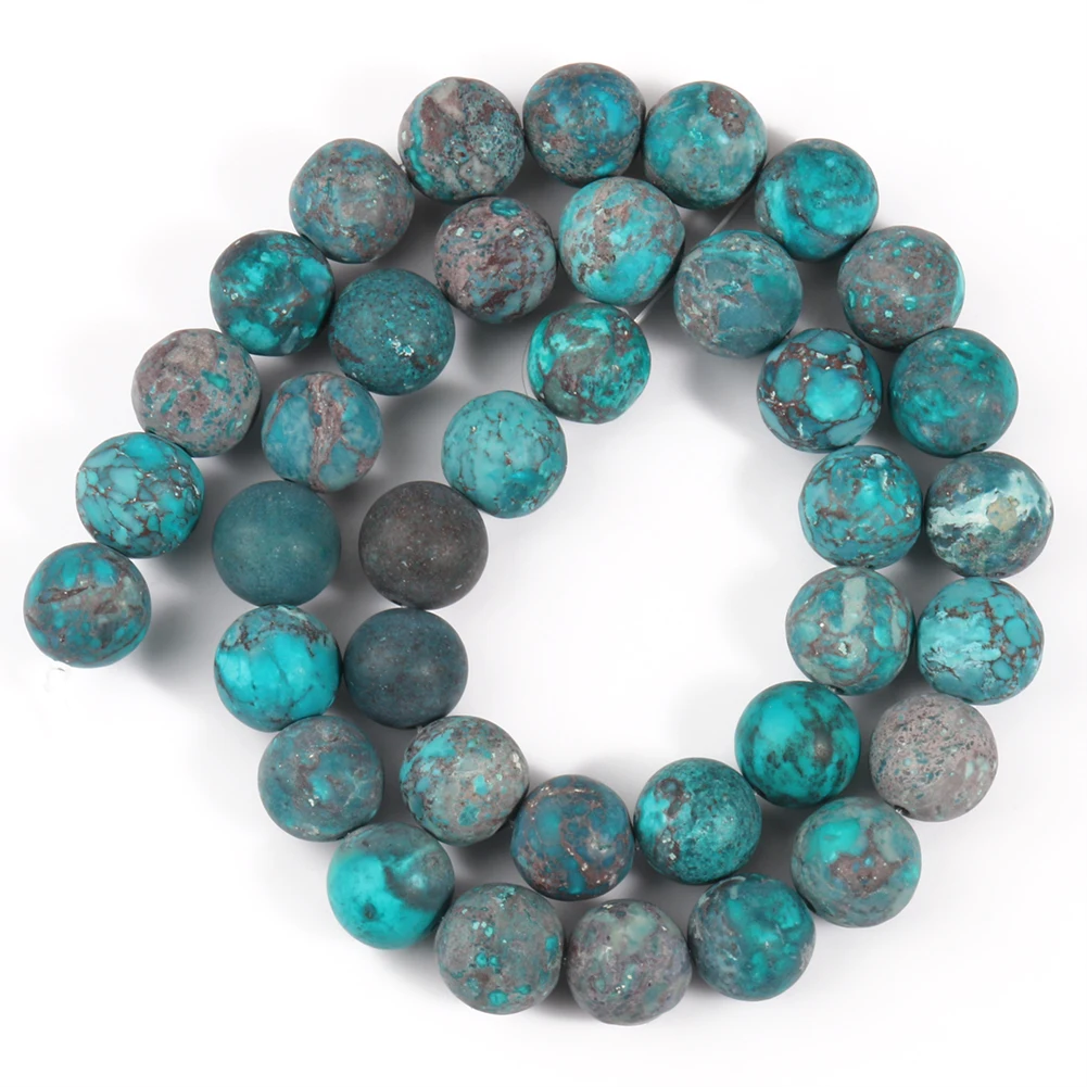 Natural Beads Matte American Turquoises Blue Howlite Round Stone Bead for Jewelry Making DIY Bracelet Accessories 15\'\' 4-10mm