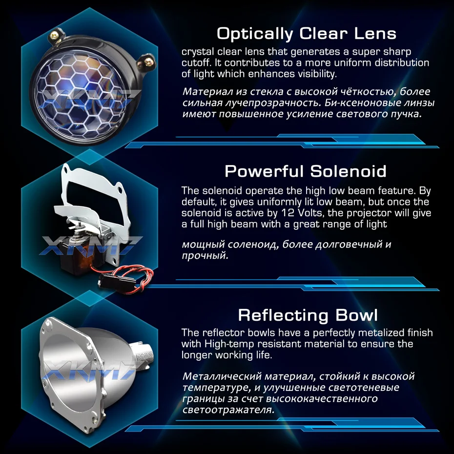 Projector Headlight Lenses LED Devil Eyes Bi-xenon Honeycomb Lens 2.5 inch Super H4 H7 Car Lights Accessories Retrofit Tuning