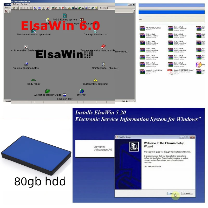 2021 For Vw Auto repair Software Auto Repair Software ElsaWin 6.0 work for V-W 5.3 For Audi Elsa Win 6.0 Newest Elsawin 6.0