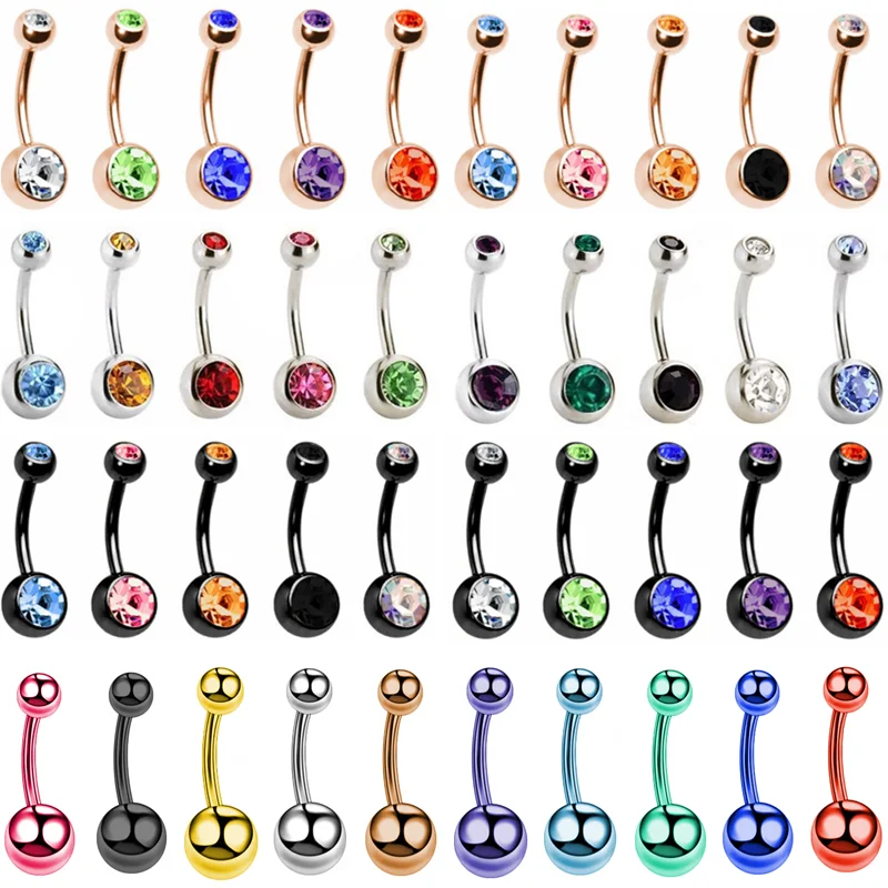 5/10/20Piece Zircon 14G Belly Piercing Lot Surgical Steel Crystal Belly Button Ring Bar Navel Piercing Set Mix Piercings Ombligo