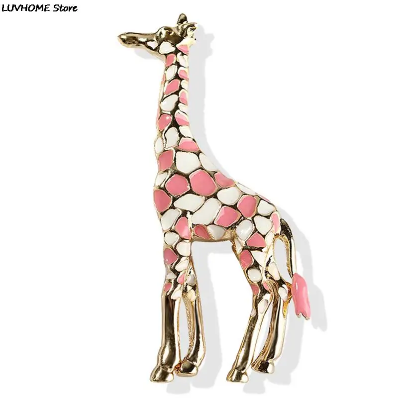 Women Gold Color Enamel Giraffe Brooches Cute Animal Brooch Pin Fashion Jewelry Gift Exquisite Broches for  Kids