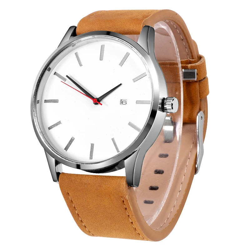 

No Brand Wristwatches Fashion Casual Minimalist Watch Big Dial Leather Band Analog Quartz Watch Clock Clearace Sale reloj hombre