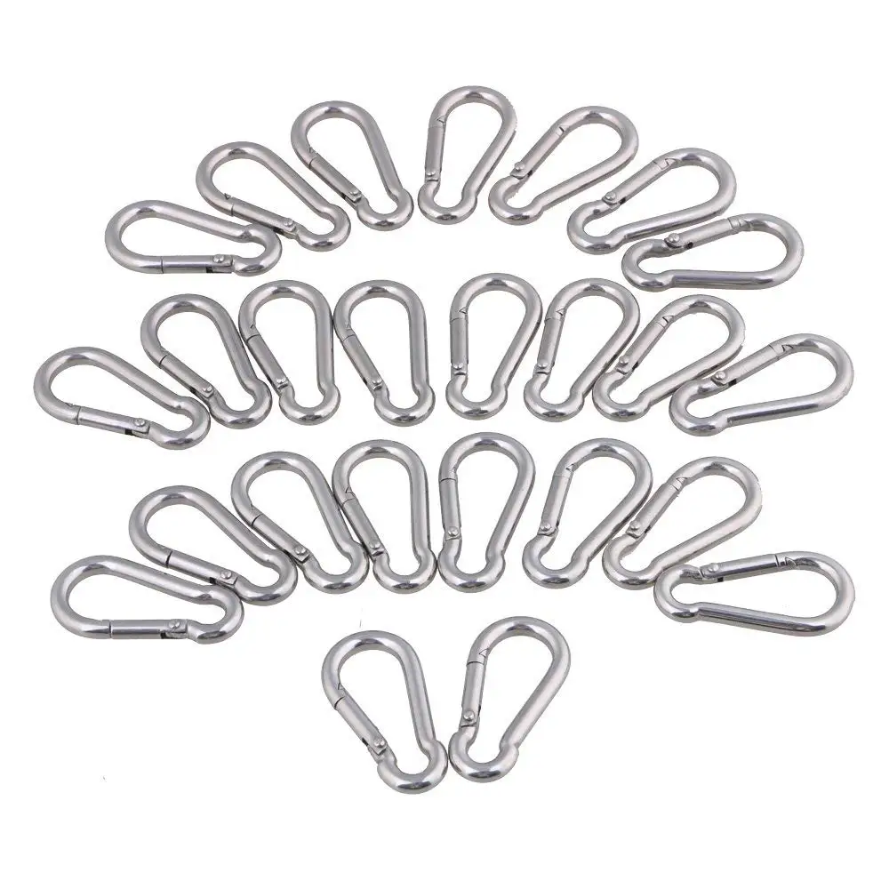 5/10/25pcs 304 Stainless Steel M4 M5 M6 safety  Standard spring  mountaineering clasp Snap Carabiner Quick Link Lock Ring Hook