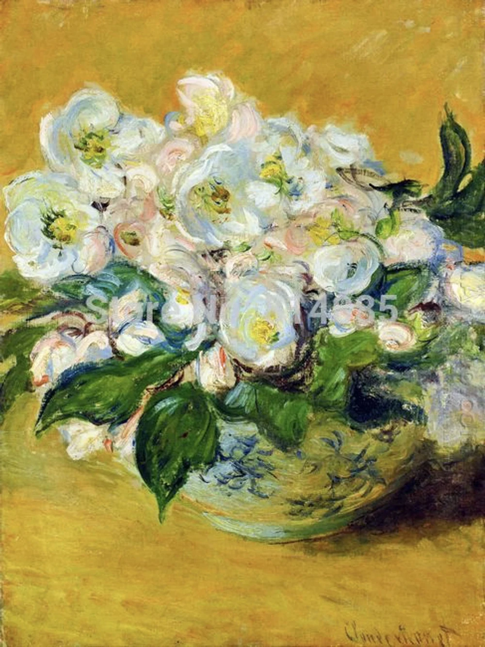 Christmas Roses by Claude Monet Top Quality 100% Handmade Oil Painting Canvas Wall Art Gift Top Home Decoration