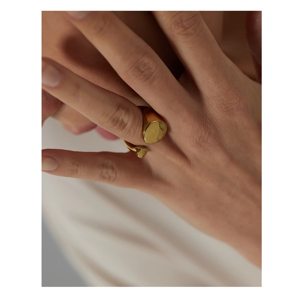 Yhpup New Stainless Steel Geometric Ring Fashion Metal 18 K PVD Plated Golden Rope Ring Waterproof Jewelry Bijoux Femme Gift