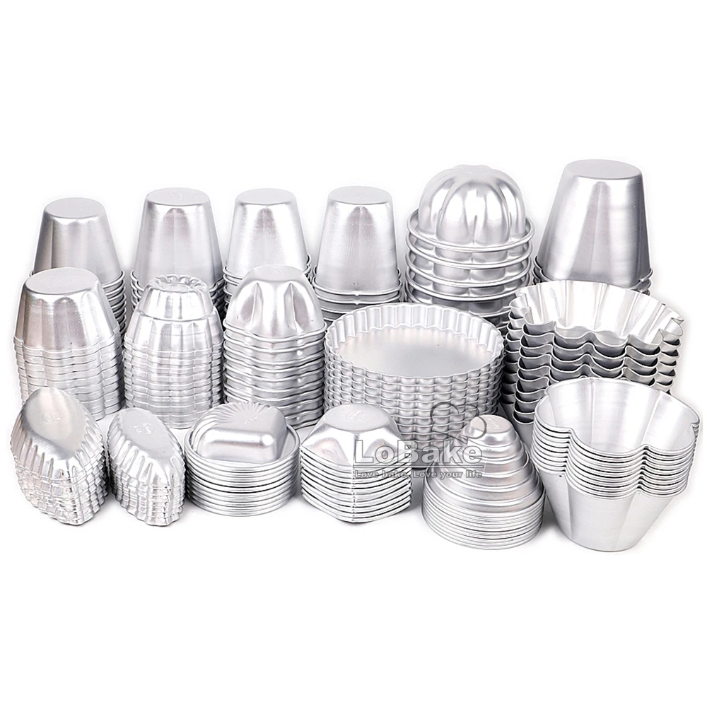 10pcs/lot Various design fluted edge wavy flower cup boat round shape aluminium tart mould jelly pudding cup cupcake mold baking